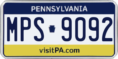 PA license plate MPS9092