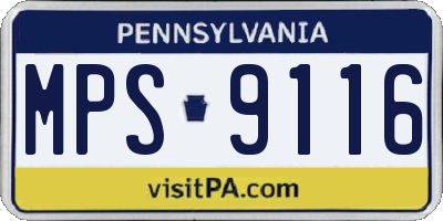 PA license plate MPS9116