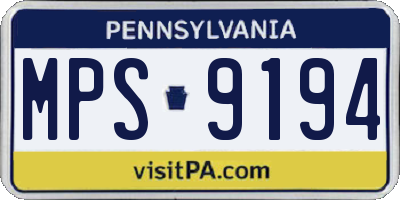 PA license plate MPS9194