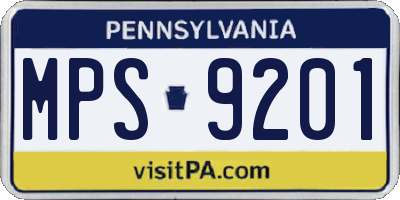 PA license plate MPS9201