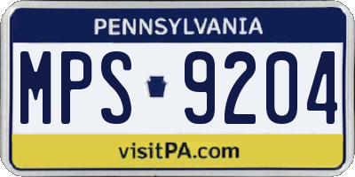 PA license plate MPS9204