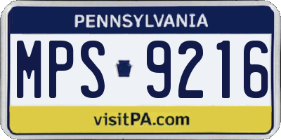PA license plate MPS9216