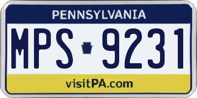 PA license plate MPS9231