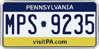 PA license plate MPS9235