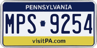 PA license plate MPS9254