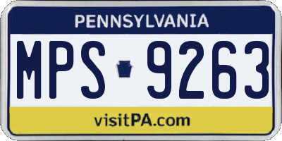 PA license plate MPS9263