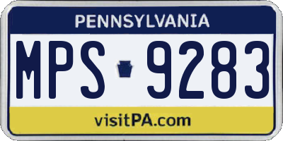 PA license plate MPS9283