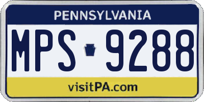 PA license plate MPS9288