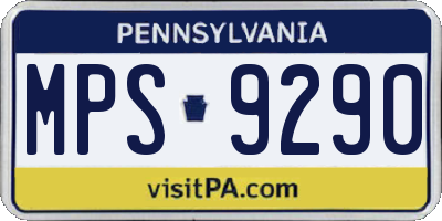 PA license plate MPS9290