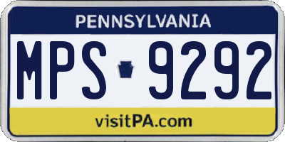 PA license plate MPS9292