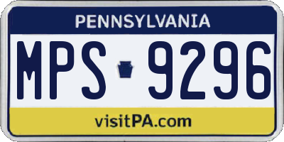 PA license plate MPS9296