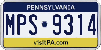 PA license plate MPS9314