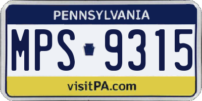 PA license plate MPS9315