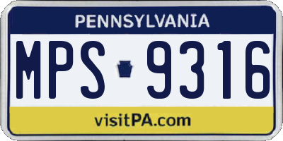 PA license plate MPS9316