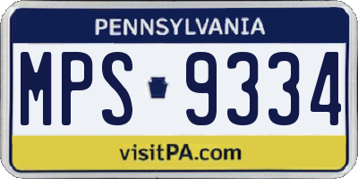 PA license plate MPS9334