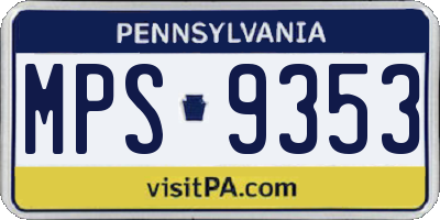 PA license plate MPS9353