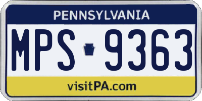 PA license plate MPS9363