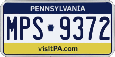 PA license plate MPS9372