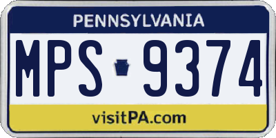 PA license plate MPS9374