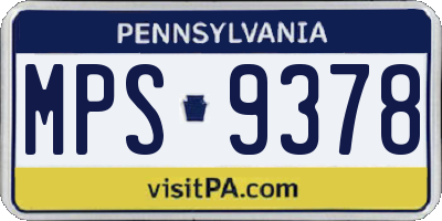 PA license plate MPS9378