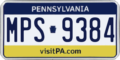 PA license plate MPS9384