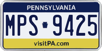 PA license plate MPS9425
