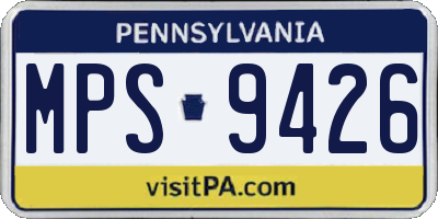 PA license plate MPS9426