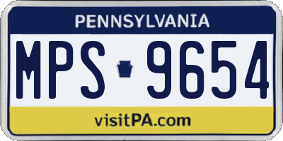 PA license plate MPS9654