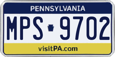 PA license plate MPS9702
