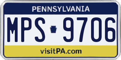 PA license plate MPS9706