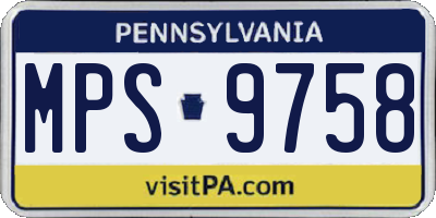 PA license plate MPS9758