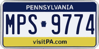 PA license plate MPS9774