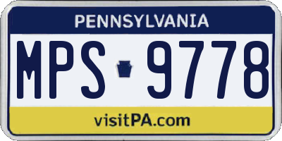 PA license plate MPS9778