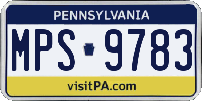 PA license plate MPS9783