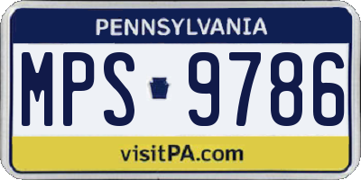 PA license plate MPS9786