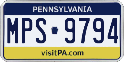 PA license plate MPS9794