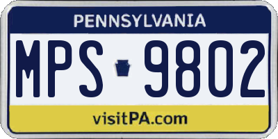 PA license plate MPS9802