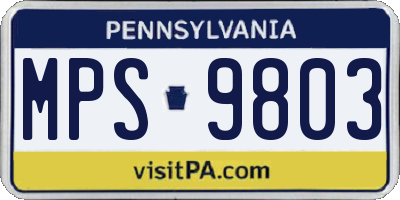 PA license plate MPS9803