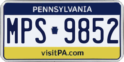 PA license plate MPS9852