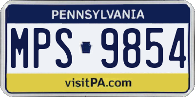 PA license plate MPS9854