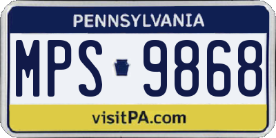 PA license plate MPS9868