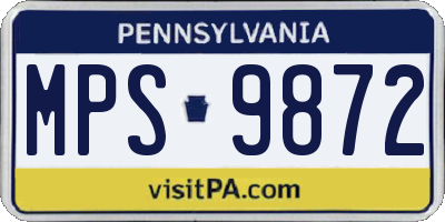 PA license plate MPS9872