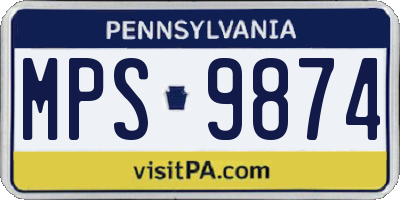 PA license plate MPS9874