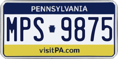PA license plate MPS9875
