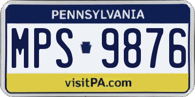 PA license plate MPS9876