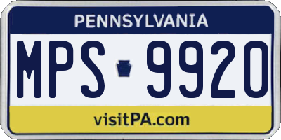 PA license plate MPS9920