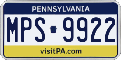 PA license plate MPS9922