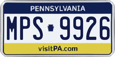 PA license plate MPS9926