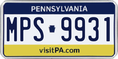 PA license plate MPS9931