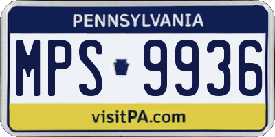 PA license plate MPS9936